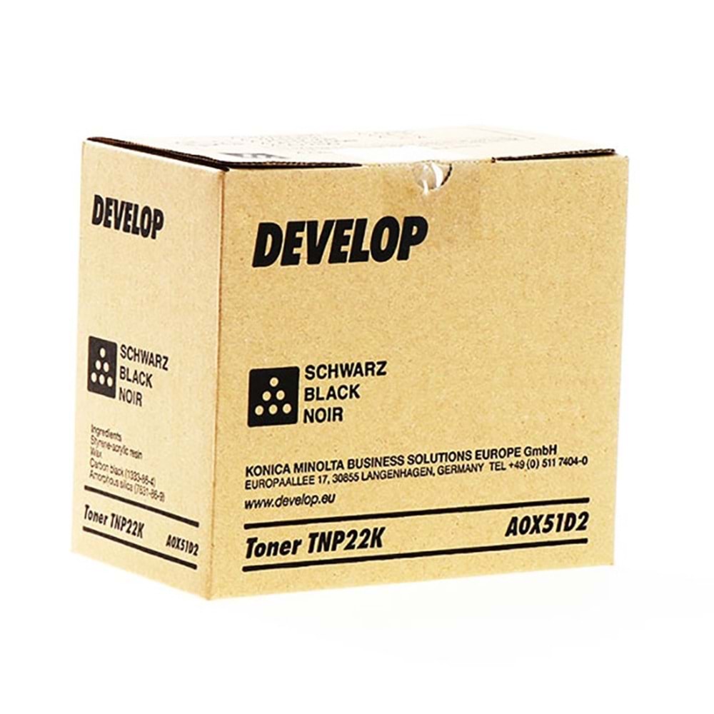 DEVELOP TNP-22BK INEO +35 SİYAH TONER ORJİNAL 6.000 SAYFA A0X51D2