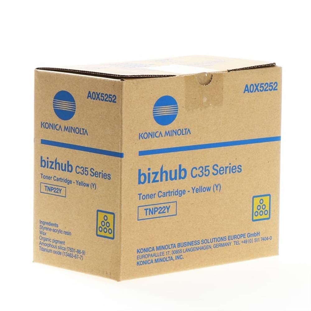 KONICA MINOLTA TNP-22Y BIZHUB C35 SARI TONER ORJİNAL 6.000 SAYFA A0X5252