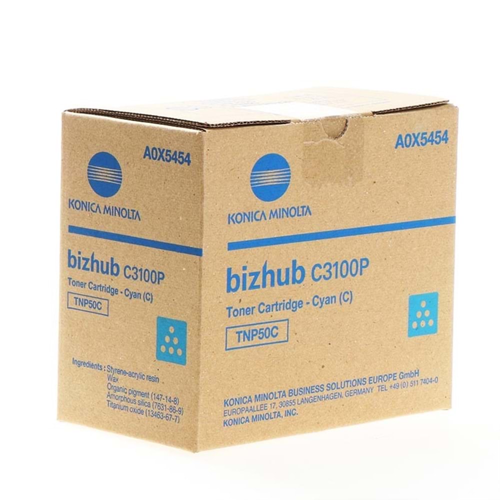 KONICA MINOLTA TNP-50C BIZHUB 3100P MAVİ TONER ORJİNAL 6.000 SAYFA A0X5454
