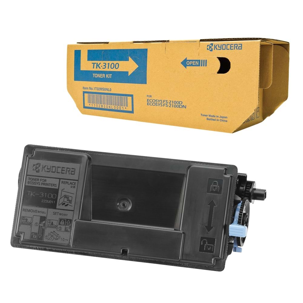 KYOCERA TK-3100 FS2100D/DN/M3040/3540 SİYAH TONER ORJİNAL 12.500 SAYFA 1T02MS0NL0