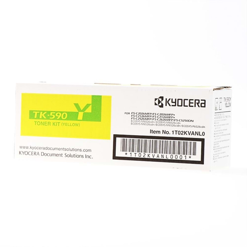 KYOCERA TK-590Y FS-C2026/2126/2526/5250 SARI TONER ORJİNAL 5.000 SAYFA 1T02KVANL0