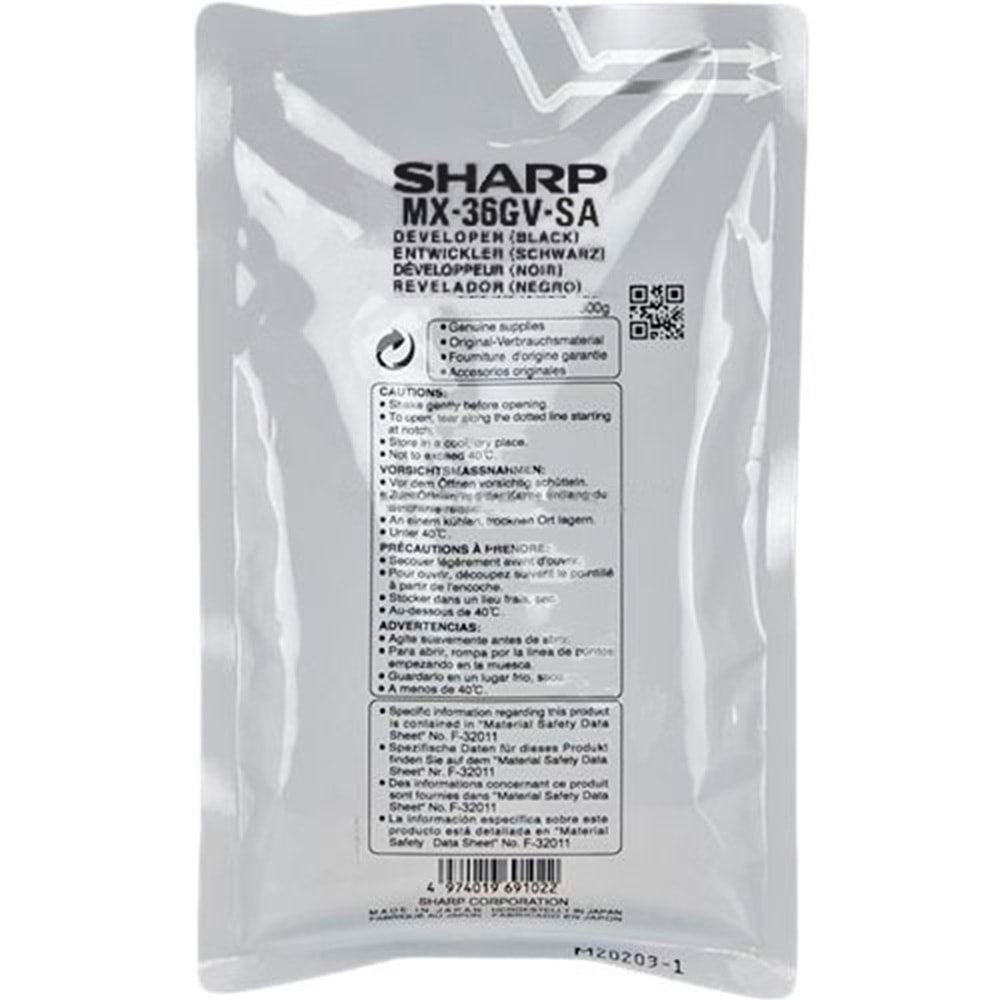 SHARP MX-36GVSA MX-2010/2310/2610/3110/3610 RENKLİ DEVELOPER ORJ.