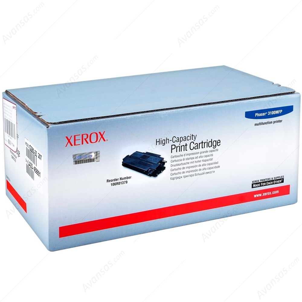 XEROX 106R01379 PHASER 3100 YÜK.KAP. SİYAH TONER ORJİNAL 4.000 SY