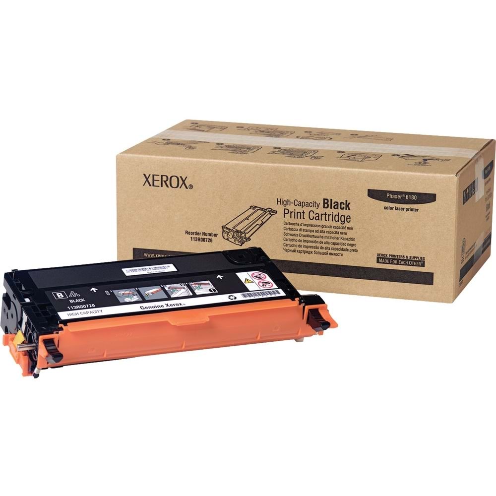 XEROX 113R00726 PHASER 6180 YÜKSEK KAP. SİYAH TONER ORJİNAL 8.000 SAYFA