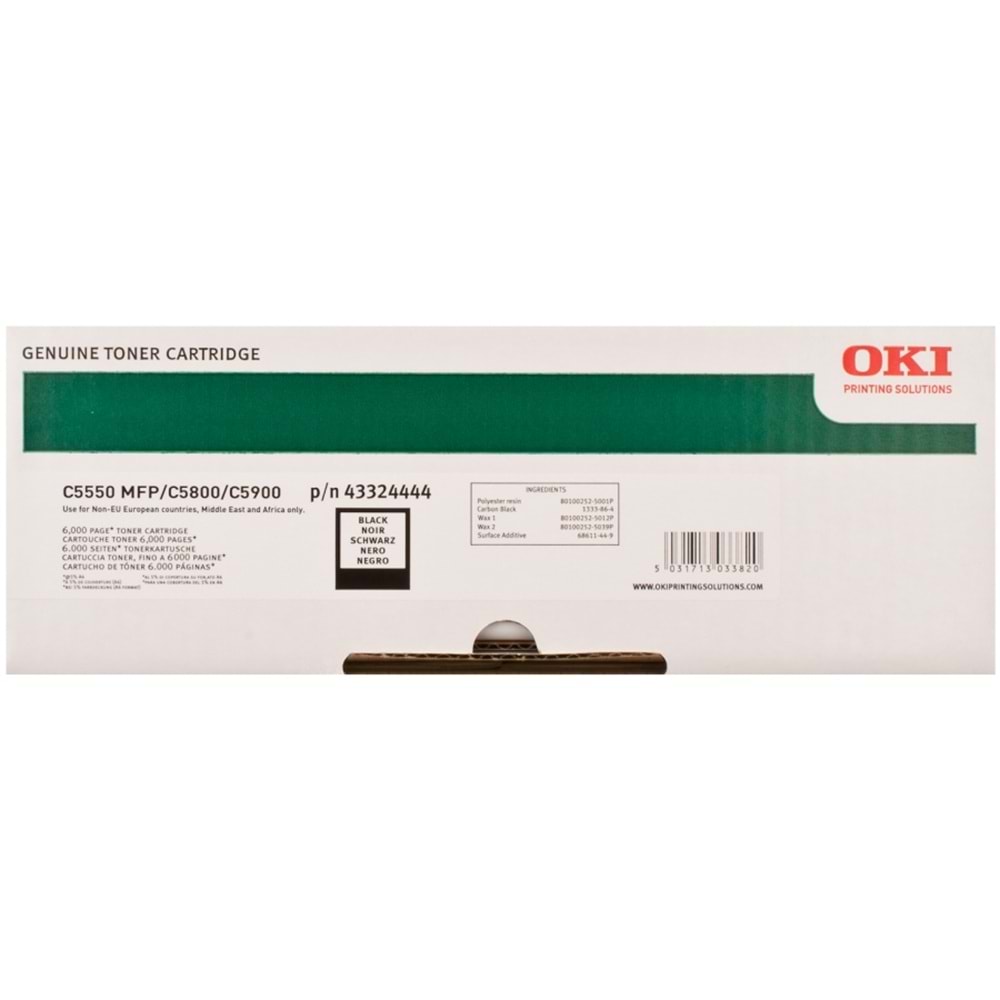 OKI 43324444 C5800/5900/5550 SİYAH TONER ORJİNAL 6.000 SAYFA