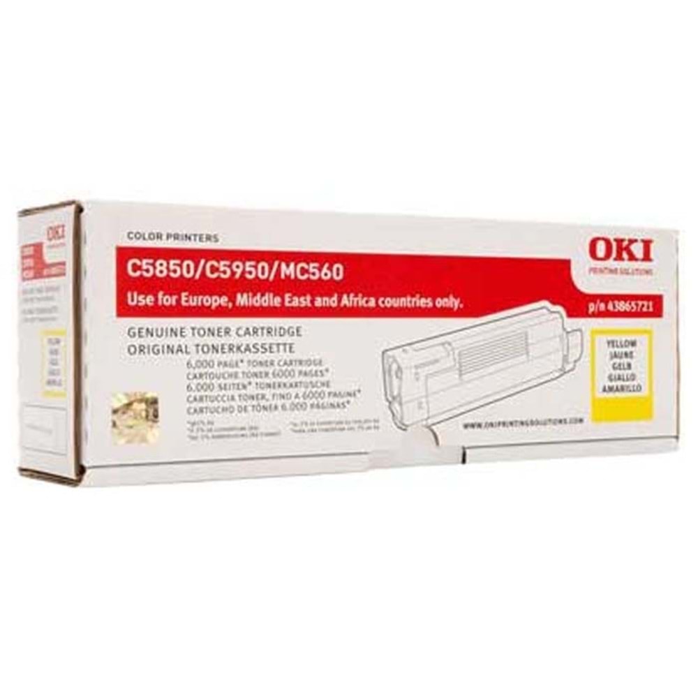 OKI 43865741 C5850/C5950/MC560 SARI TONER ORJİNAL 6.000 SAYFA