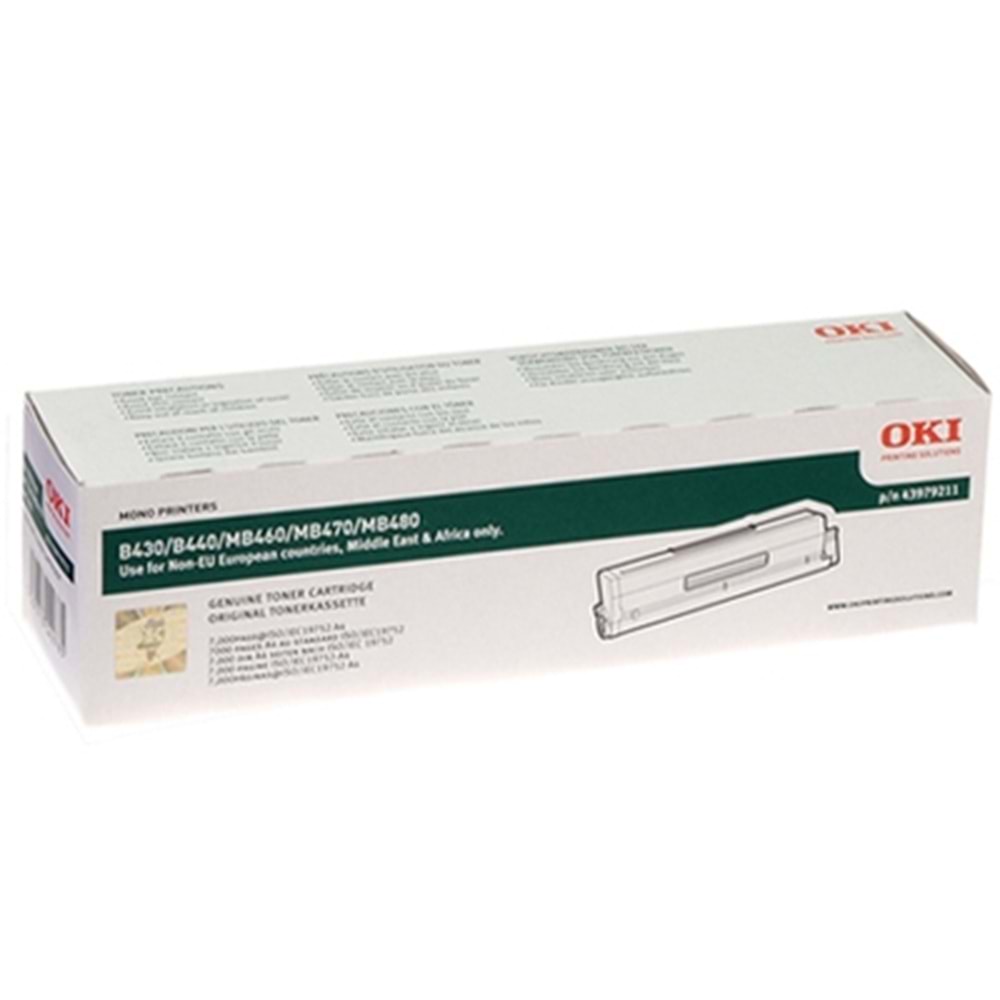 OKI 43979211 B430/440/MB470/480 SİYAH TONER ORJİNAL 7.000 SAYFA