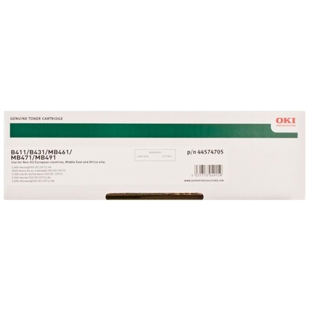 OKI 44574705 B411/431/MB461/471/491 SİYAH TONER ORJİNAL 3.000 SAYFA