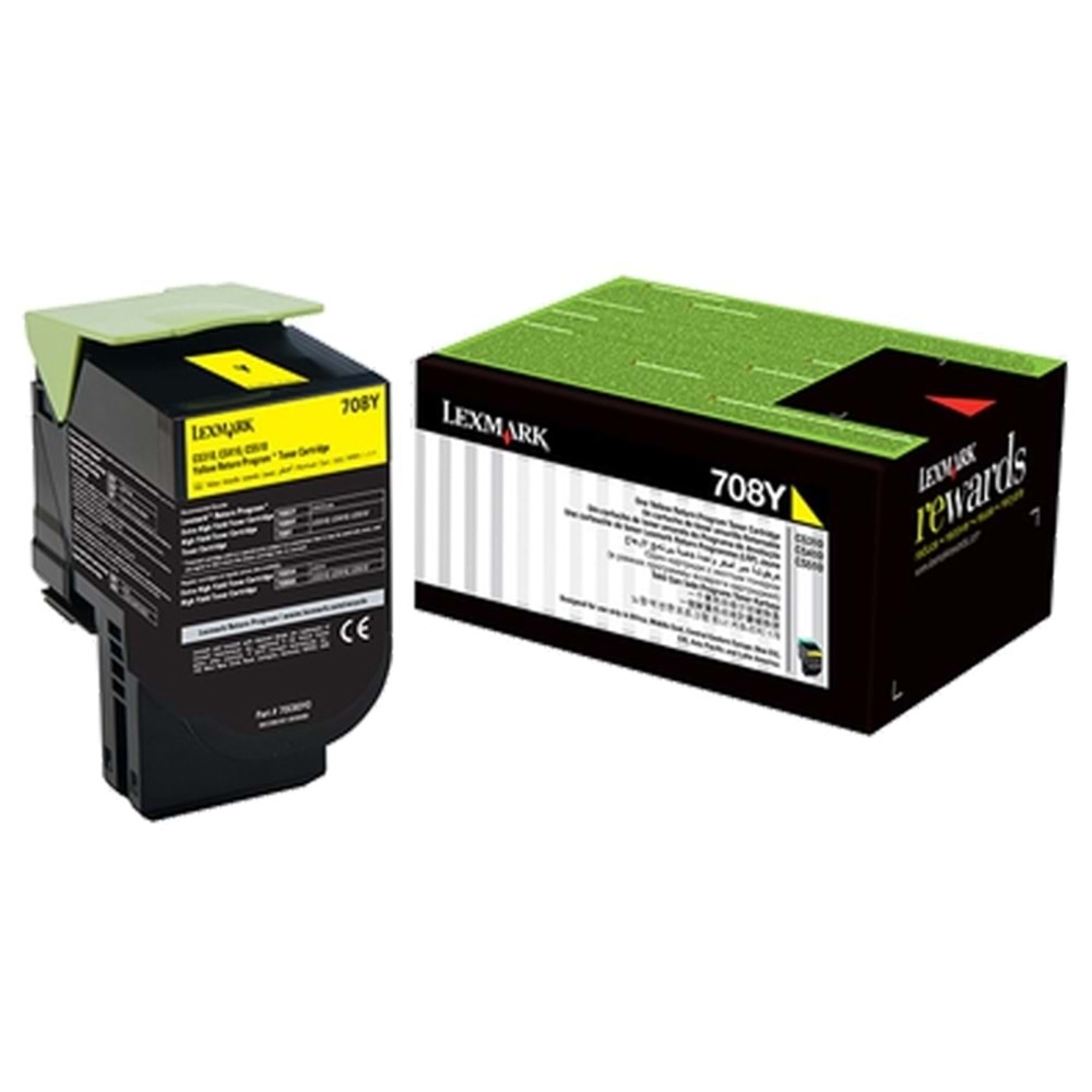 LEXMARK 70C80Y0 (708Y) CS310/CS410/CS510 SARI TONER ORJİNAL 1.000 SAYFA