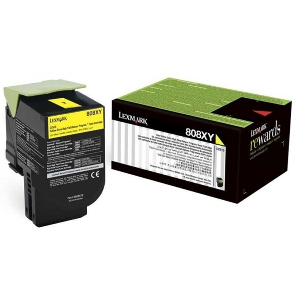 LEXMARK 80C8XY0 (808XY) CX510 SARI TONER ORJİNAL 4.000 SAYFA