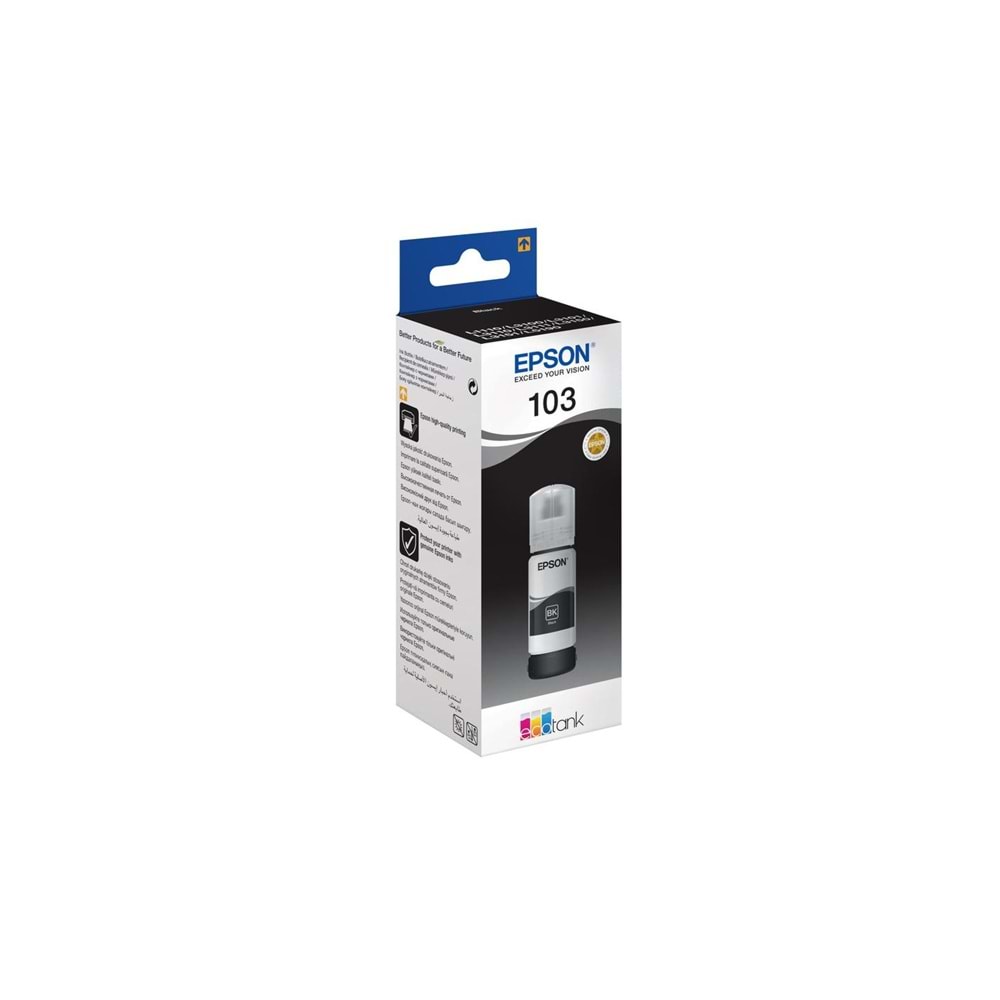 EPSON 103 C13T00S14A L1110/3110/3150/5190 SİYAH MÜREKKEP KARTUŞ ORJİNAL 65 ML. 7.500 SAYFA