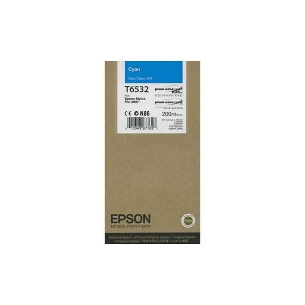 EPSON T6532 STYLUS PRO 4900 MAVİ KARTUŞ ORJİNAL 200 ML.
