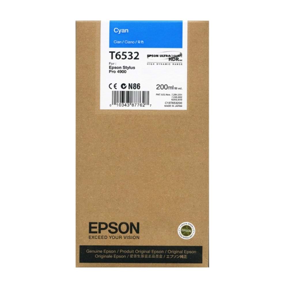 EPSON T6535 STYLUS PRO 4900 AÇIK MAVİ KARTUŞ ORJİNAL 200 ML.