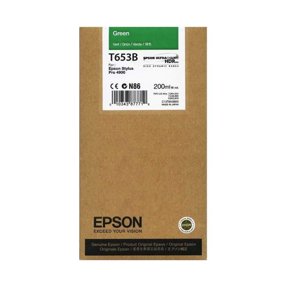 EPSON T653B STYLUS PRO 4900 YEŞİL KARTUŞ ORJİNAL 200 ML.
