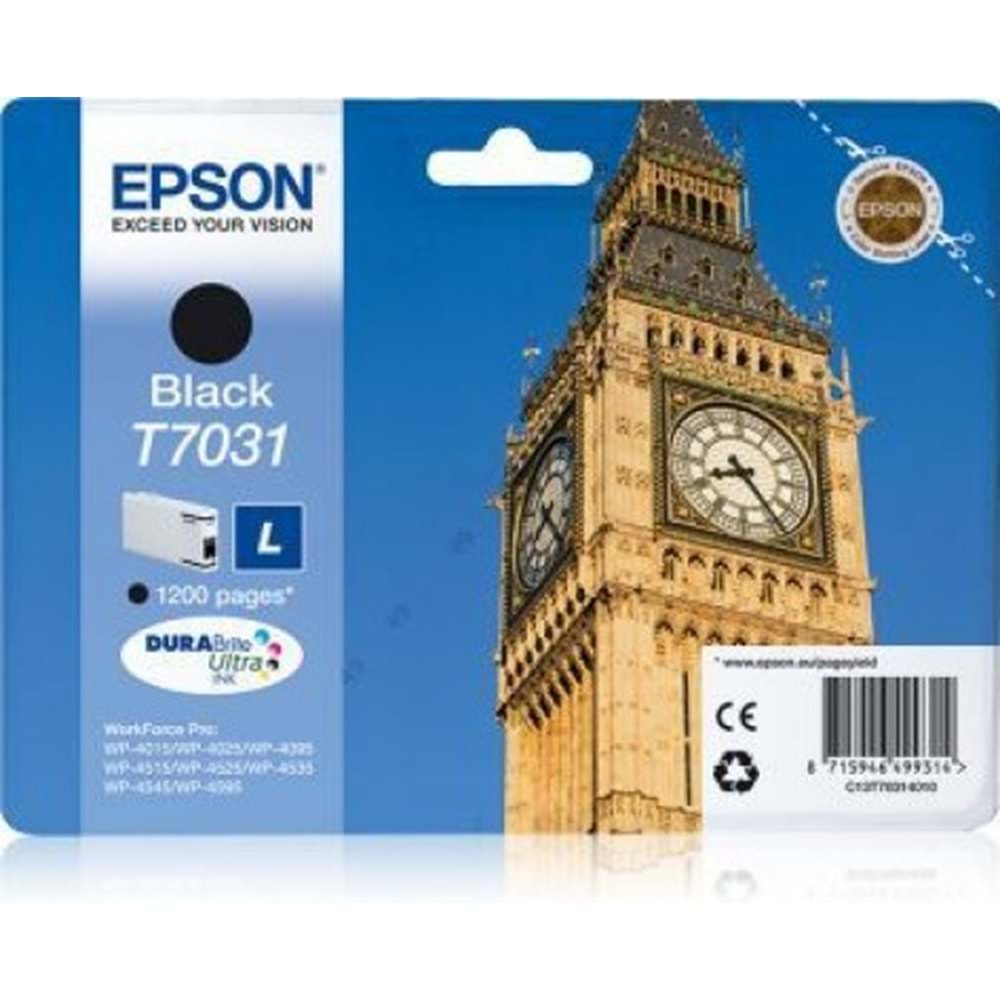 EPSON C13T70314010 WP4015/4525/4515 SİYAH KARTUŞ ORJİNAL 1.200 SY