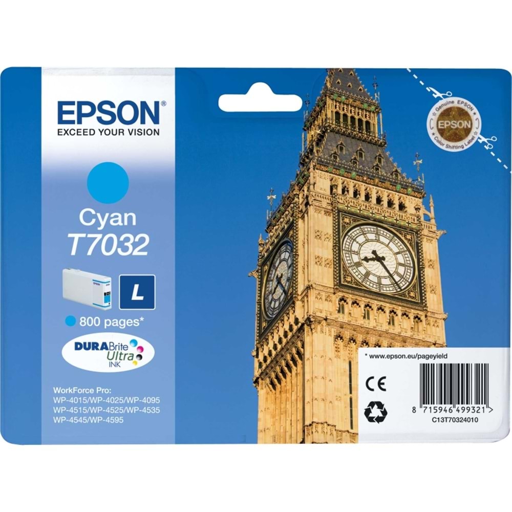 EPSON C13T70324010 WP4015/4525/4515 MAVİ KARTUŞ ORJİNAL 800 SAYFA