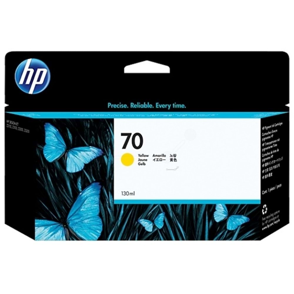 HP C9454A (70) Z2100/3100/3200/5200 SARI KARTUŞ ORJ. 130 ML.