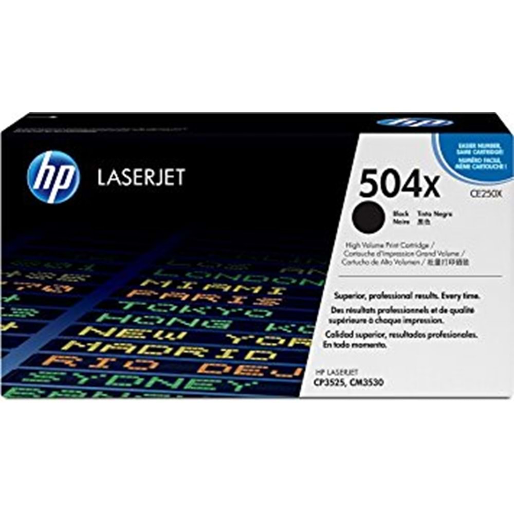 HP CE250X (504X) CP3525/CM3530 SİYAH TONER ORJİNAL 10.000 SAYFA