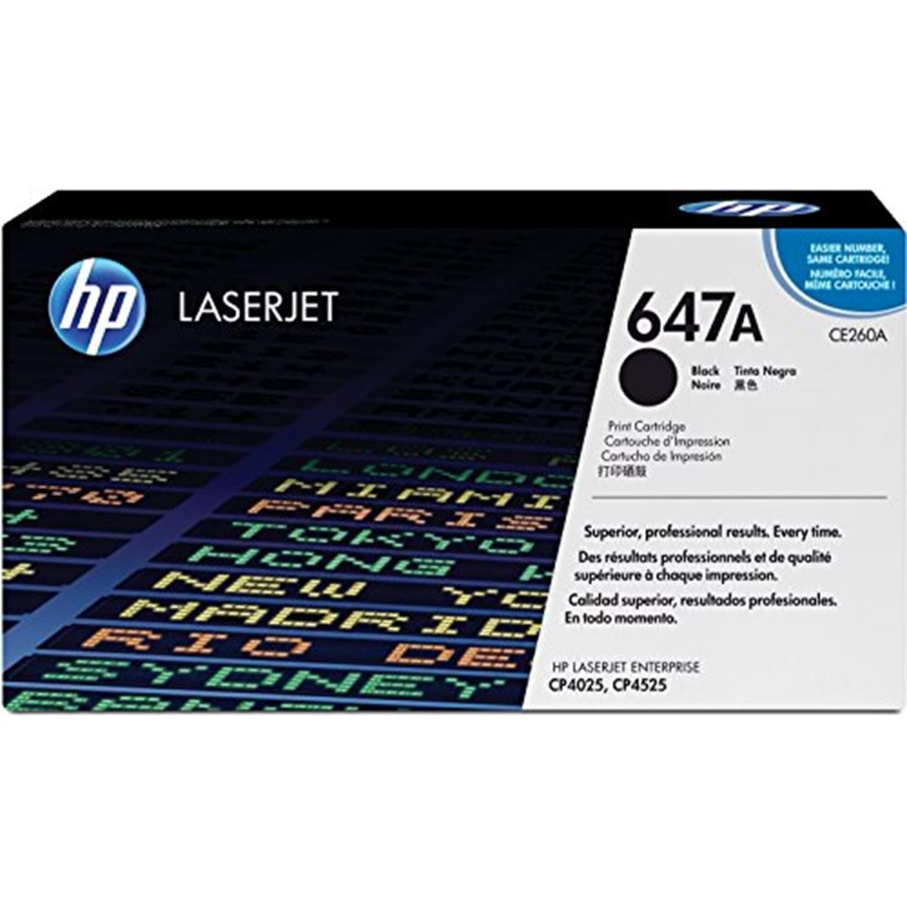 HP CE260A (647A) CP4025/4525/4540 SİYAH TONER ORJİNAL 8.500 SAYFA