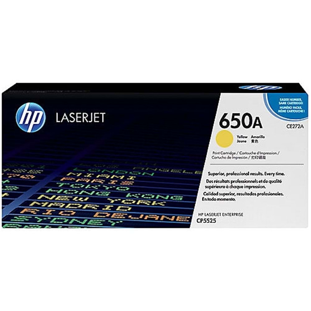 HP CE272A (650A) CP5525/M750 SARI TONER ORJİNAL 15.000 SAYFA