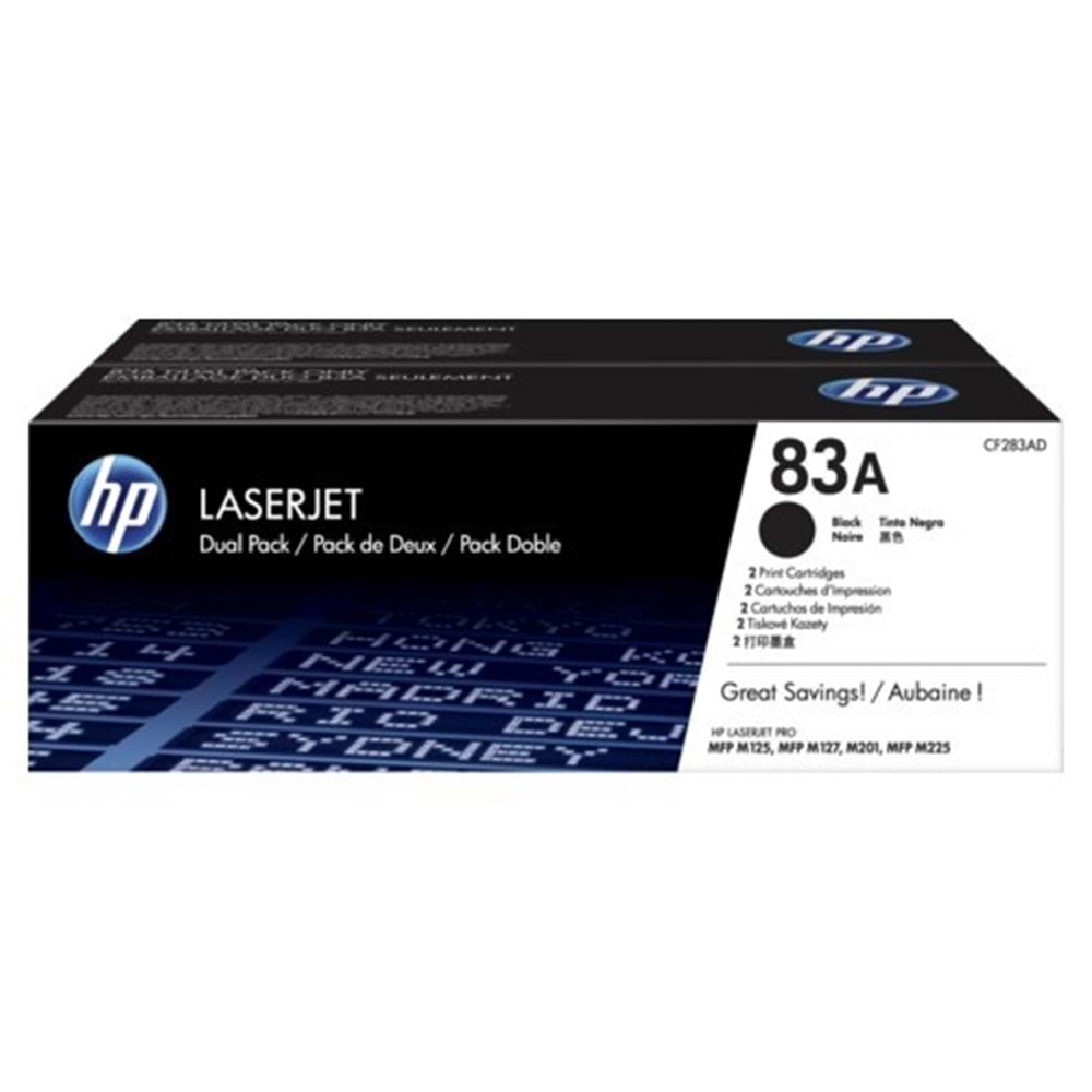 HP CF283AF (83A) M125/M127/M201/M225 2Lİ SİYAH TONER ORJİNAL