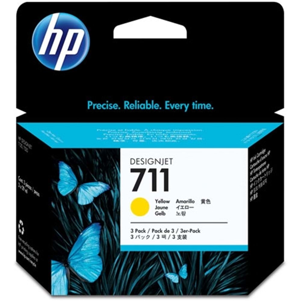 HP CZ136A (711) T120/T520 SARI KARTUŞ 3LÜ ORJİNAL 29 ML.