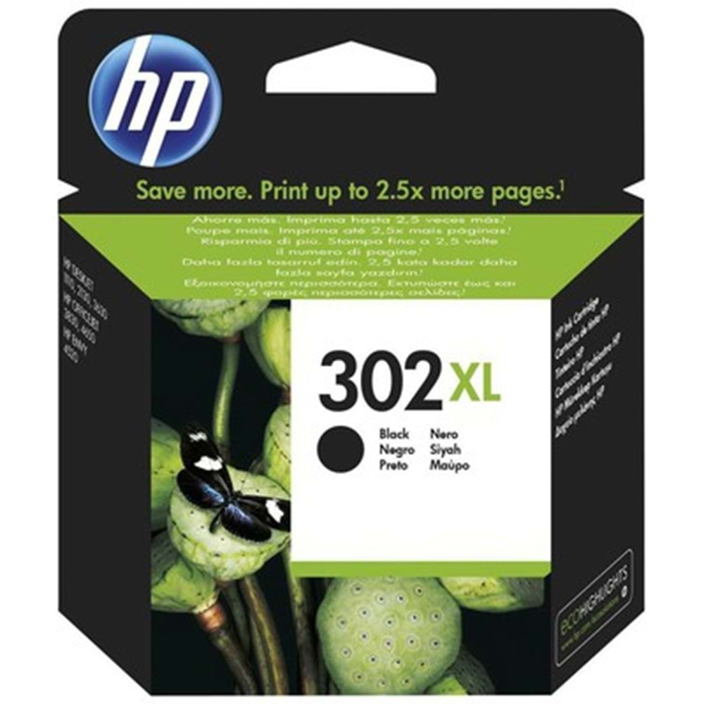 HP F6U68AE (302XL) SİYAH YÜK.KAP. KARTUŞ 480 SAYFA