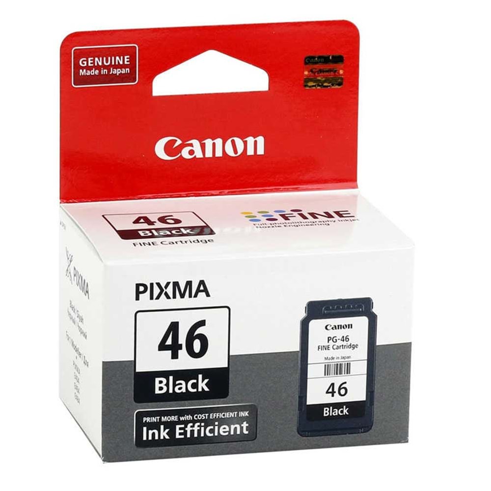 CANON PG-46 PIXMA E404/414/464/484 SİYAH KARTUŞ ORJİNAL 400 SAYFA 9059B001