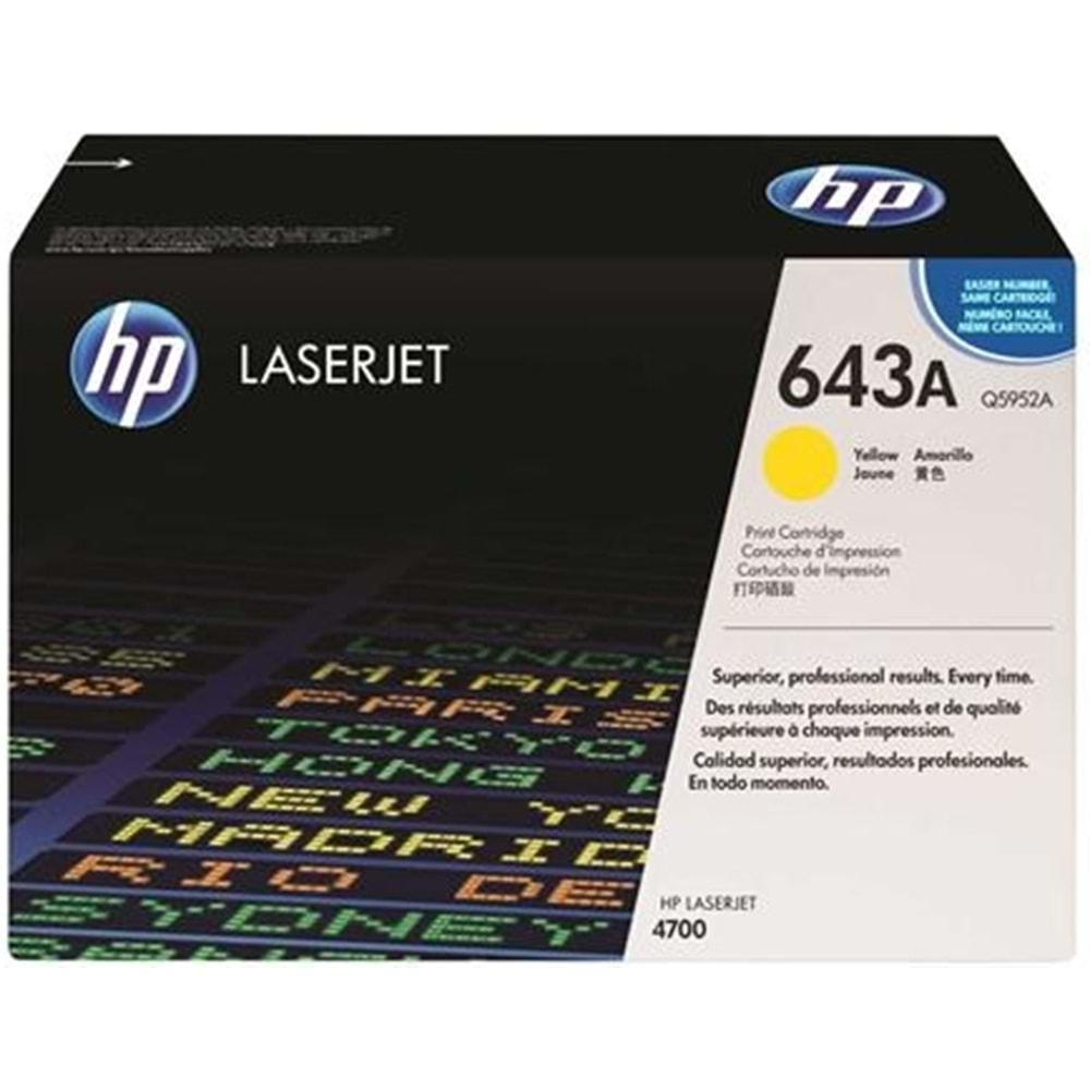 HP Q5952A 643A COLORLASERJET 4700 SARI TONER ORJ. 10.000 SAYFA