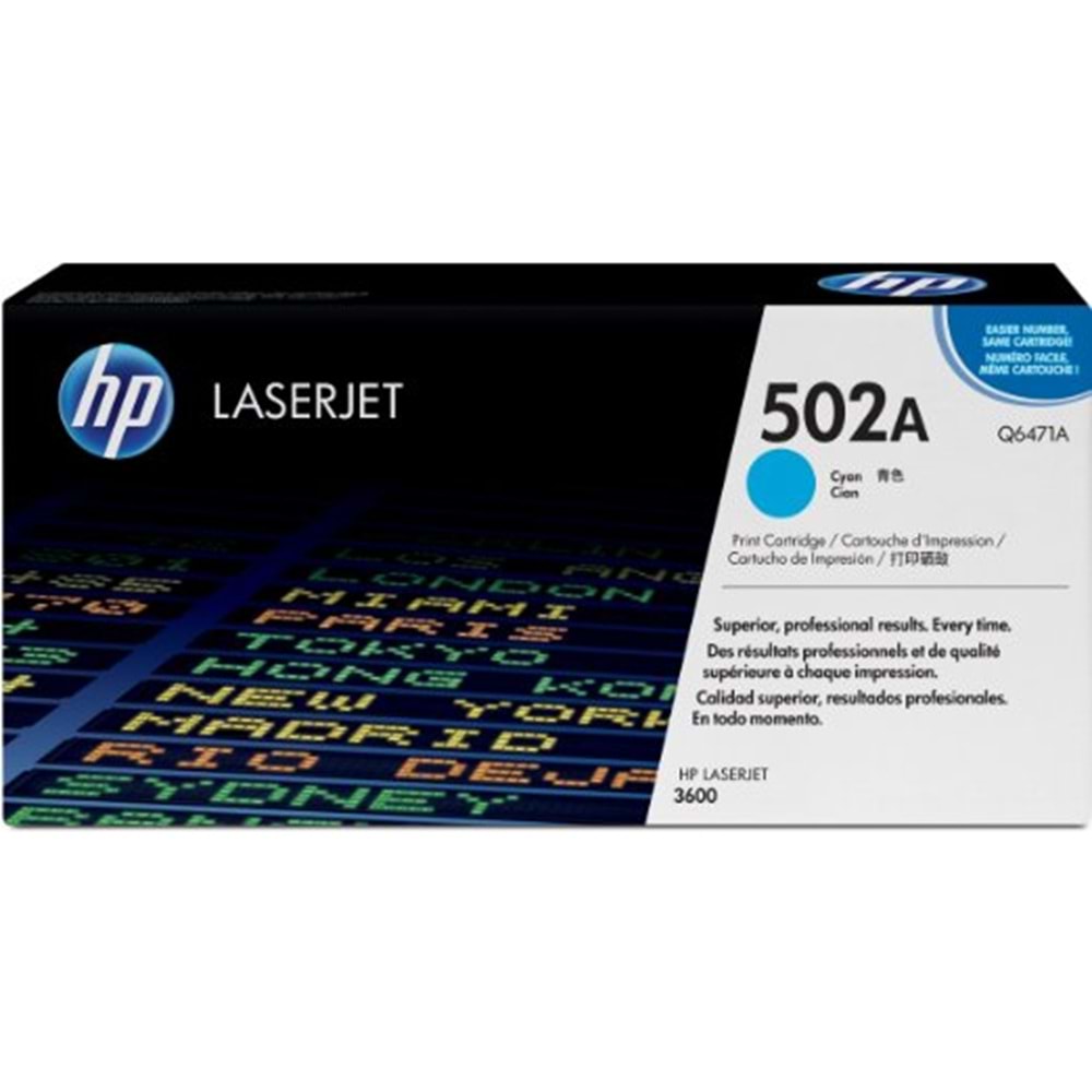 HP Q6471A (502A) 3600/3800 MAVİ TONER ORJİNAL 4.000 SAYFA
