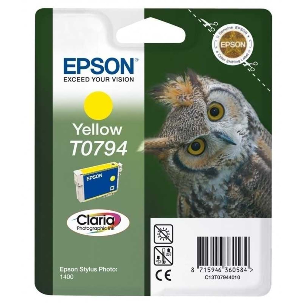 EPSON T079440 STYLS PHOTO P50/PX650/660/700/710/810/1400 SARI KARTUŞ ORJİNAL 470 SAYFA
