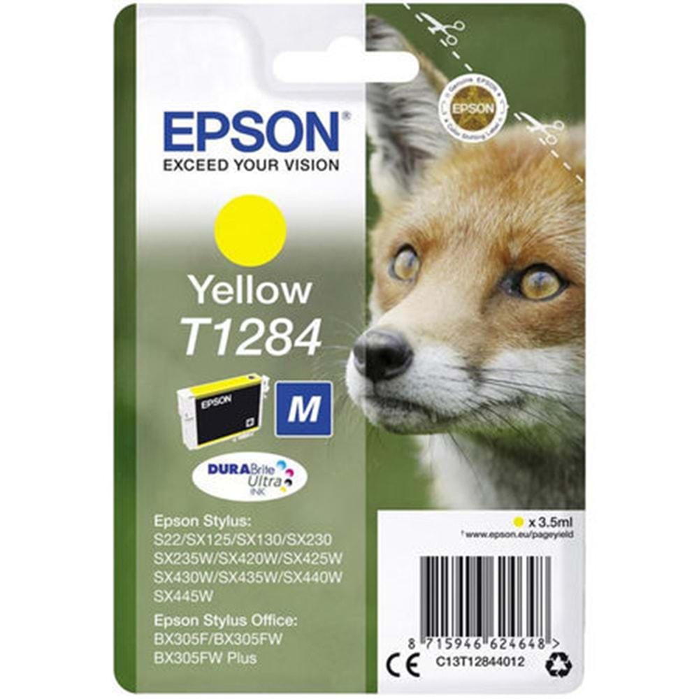 EPSON C13T12844022 BX305 SX125/425 SARI KARTUŞ ORJİNAL 225 SAYFA