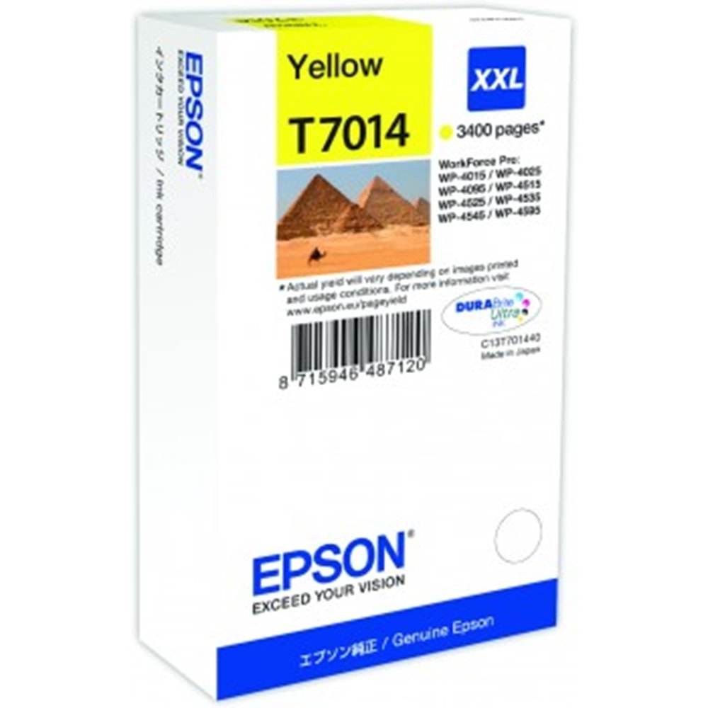 EPSON T70144010 WP4015-4515-4525 SARI KARTUŞ ORJİNAL 3.400 SYF