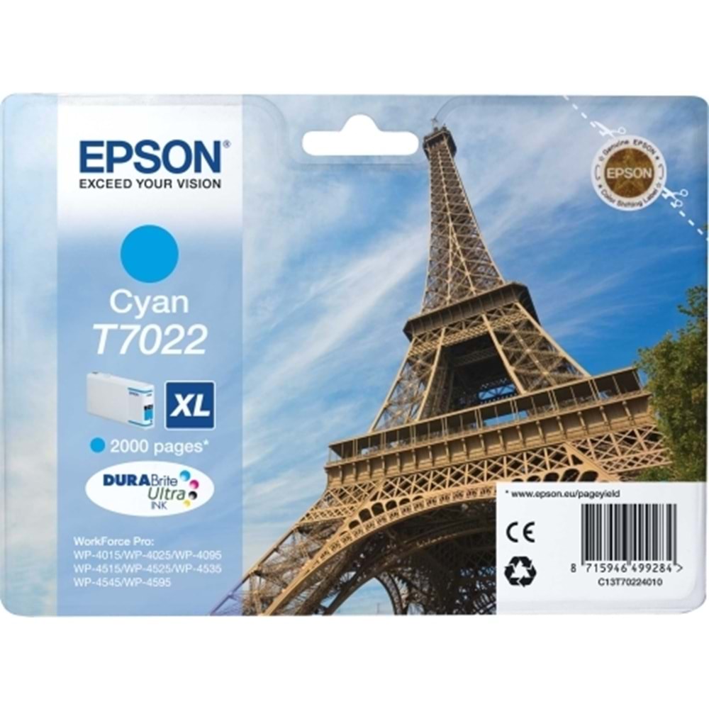 EPSON C13T70224010 WP4015/4525/4515 MAVİ KARTUŞ ORJİNAL