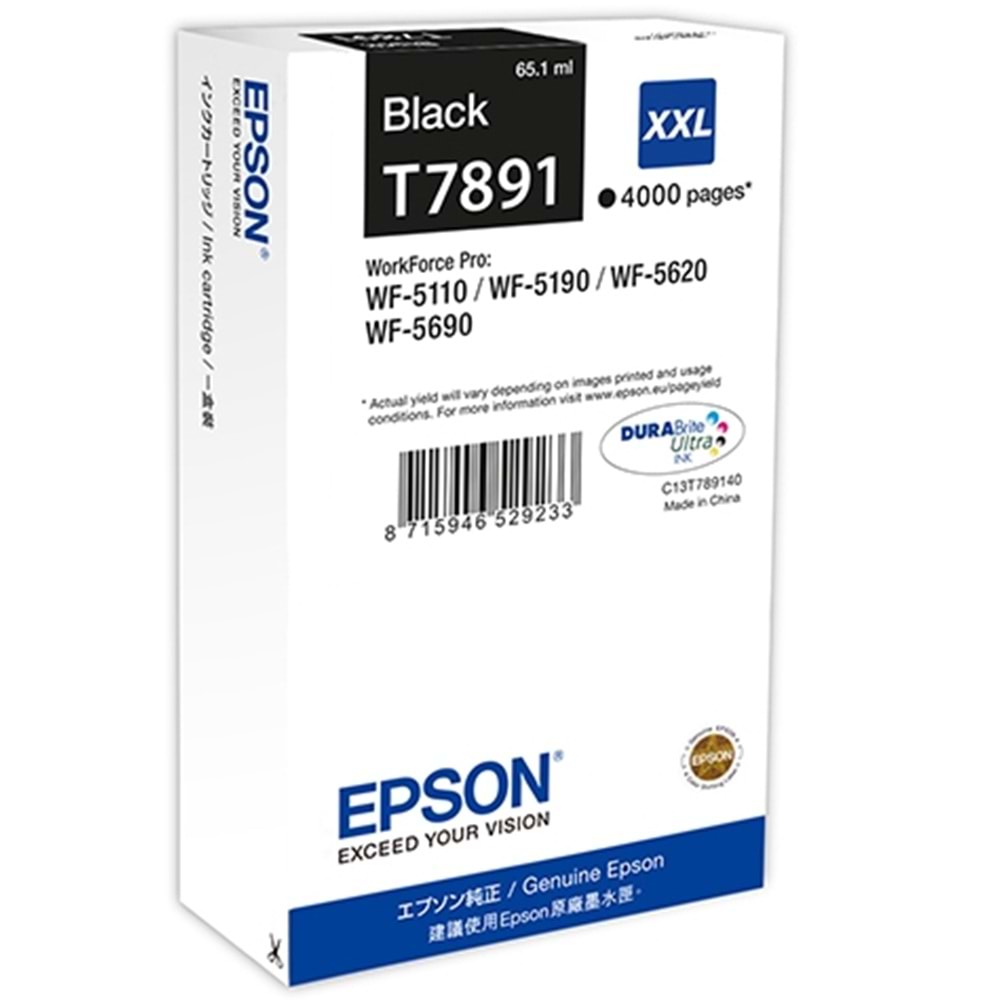 EPSON C13T789140 (79XXL) WP5110/5190 SİYAH KARTUŞ ORJİNAL 4000 SY