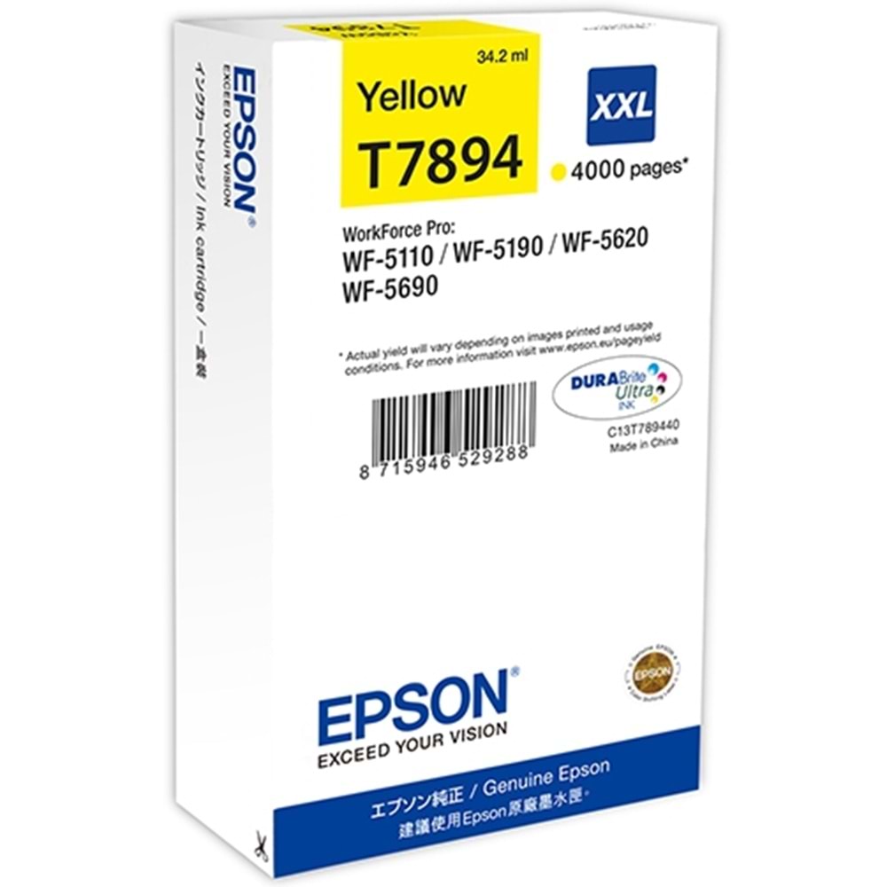 EPSON C13T789440 (79XXL) WP5110/5190 SARI KARTUŞ ORJİNAL 4000 SYF