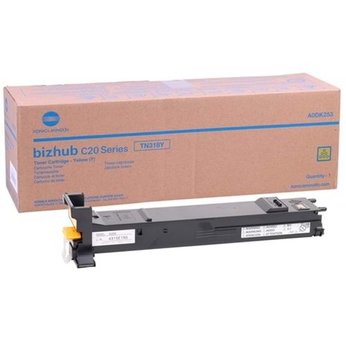 KONICA MINOLTA TN-318Y BIZHUP C20/C30/C31P SARI TONER ORJİNAL 8.000 SAYFA A0DK253