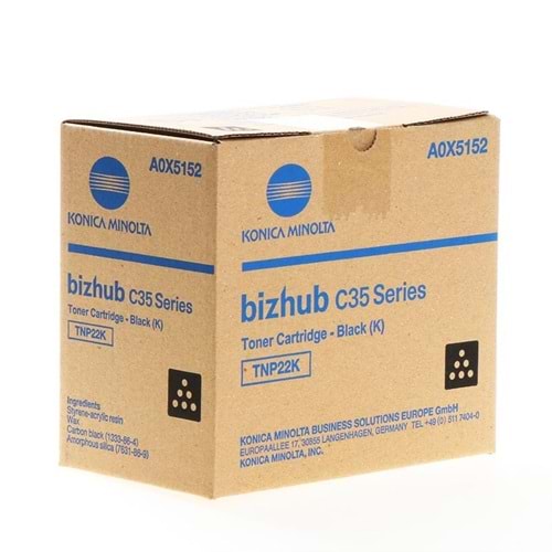 KONICA MINOLTA TNP-22BK BIZHUB C35 SİYAH TONER ORJİNAL 6.000 SAYFA A0X5152