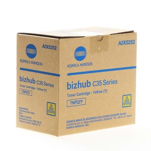 KONICA MINOLTA TNP-22Y BIZHUB C35 SARI TONER ORJİNAL 6.000 SAYFA A0X5252
