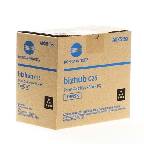 KONICA MINOLTA TNP-27BK BIZHUP C25 SİYAH TONER ORJİNAL 5.200 SAYFA