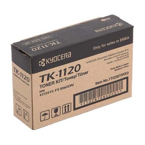 KYOCERA TK-1120 FS-1025/1060/1025 SİYAH TONER ORJİNAL 3000 SAYFA 1T02M70NXV