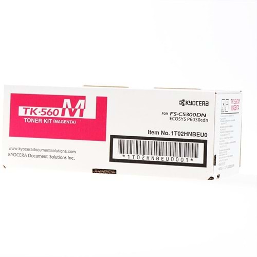KYOCERA TK-560M FS-C5300/5350/P6030 KIRMIZI TONER ORJİNAL 10.000 SAYFA 1T02HNBEU0