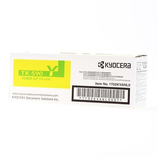 KYOCERA TK-590Y FS-C2026/2126/2526/5250 SARI TONER ORJİNAL 5.000 SAYFA 1T02KVANL0