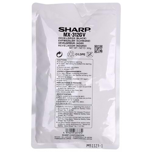 SHARP MX312GV MX-M260/264/310/314/354 SİYAH DEVELOPER ORJİNAL 100.000 SAYFA