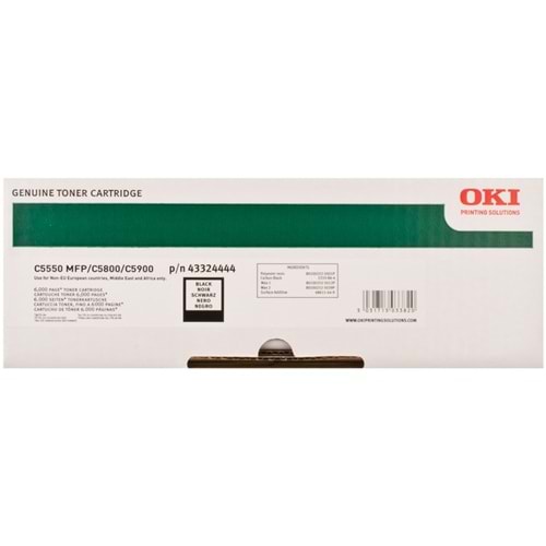 OKI 43324444 C5800/5900/5550 SİYAH TONER ORJİNAL 6.000 SAYFA