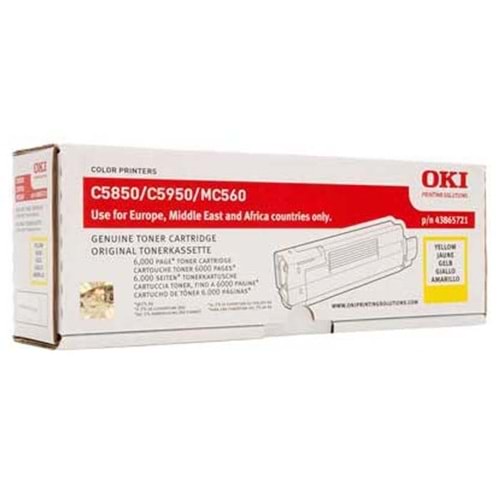 OKI 43865741 C5850/C5950/MC560 SARI TONER ORJİNAL 6.000 SAYFA