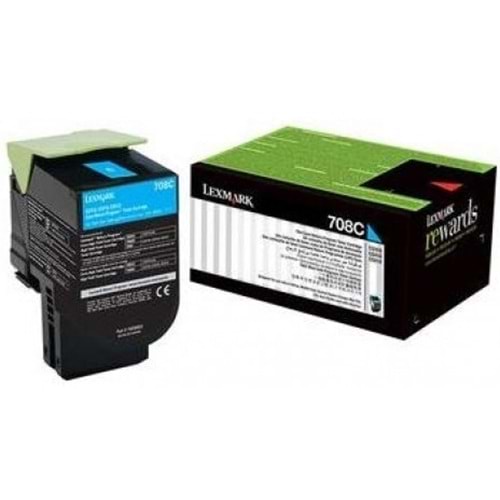 LEXMARK 70C80C0 (708C) CS310/CS410/CS510 MAVİ TONER ORJ 1.000 SYF