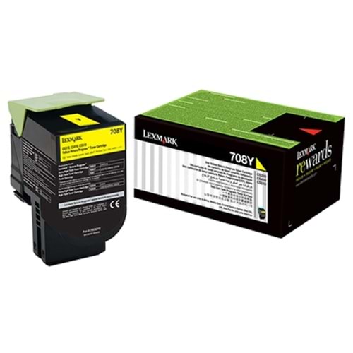 LEXMARK 70C80Y0 (708Y) CS310/CS410/CS510 SARI TONER ORJİNAL 1.000 SAYFA