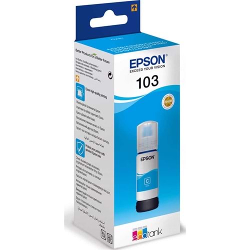 EPSON 103 C13T00S24A L1110/3110/3150/5190 MAVİ MÜREKKEP KARTUŞ ORJİNAL 65 ML. 7.500 SAYFA