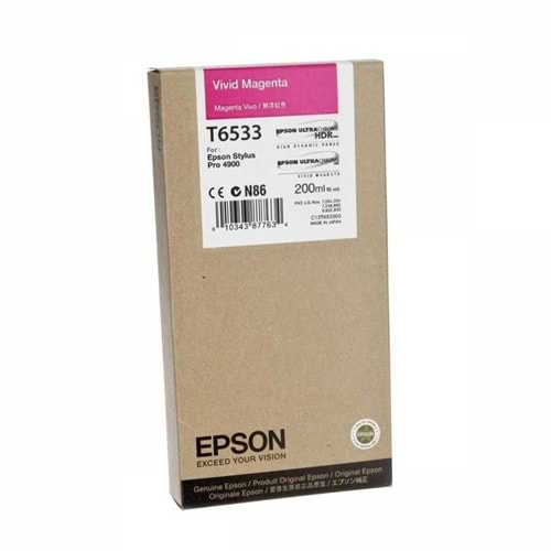 EPSON T6533 STYLUS PRO 4900 KIRMIZI KARTUŞ ORJİNAL 200 ML.